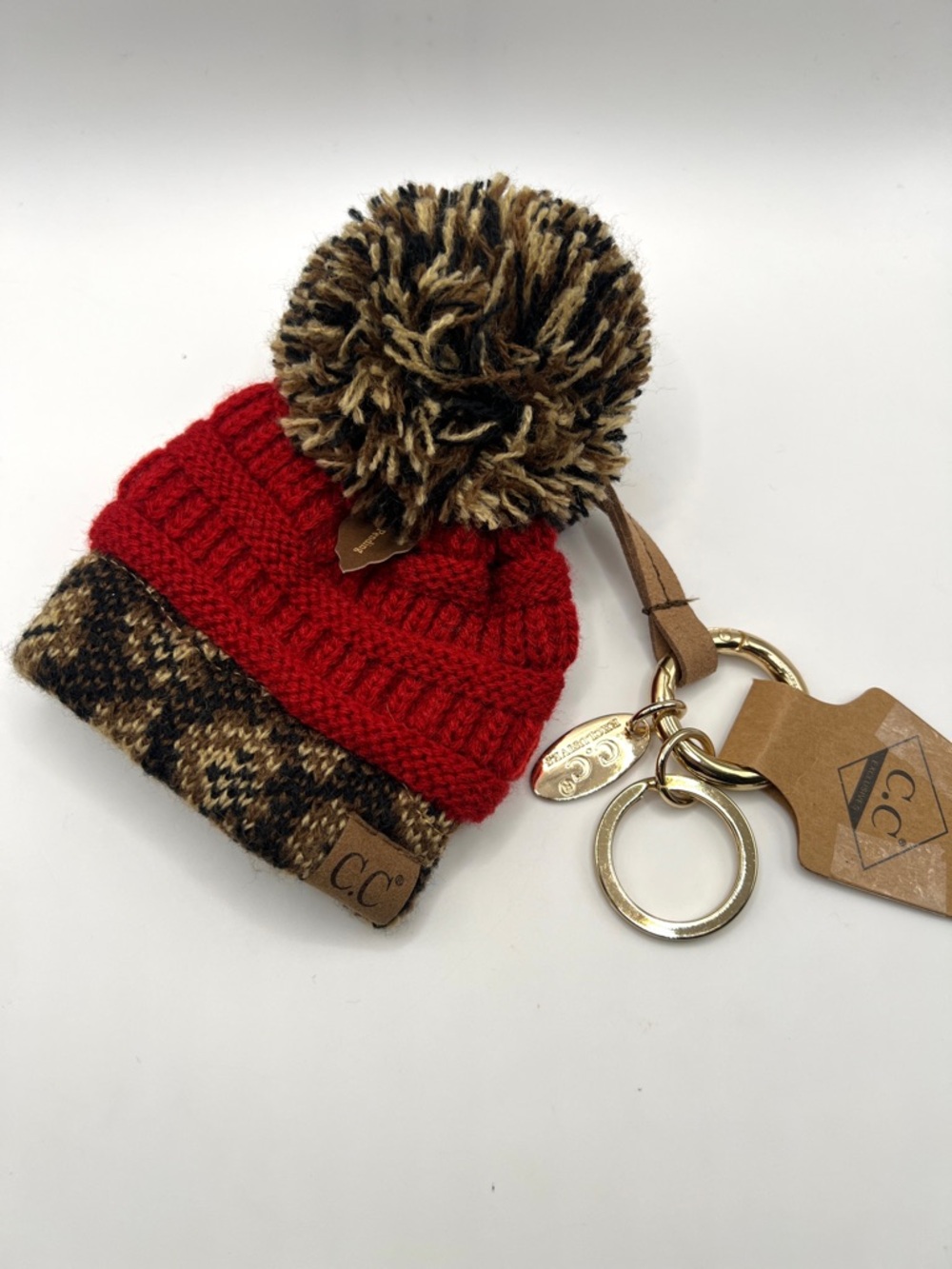 C.C Beanie Keychain Brand New w/Tags Red / Brown Camo (Cheveux Corp)